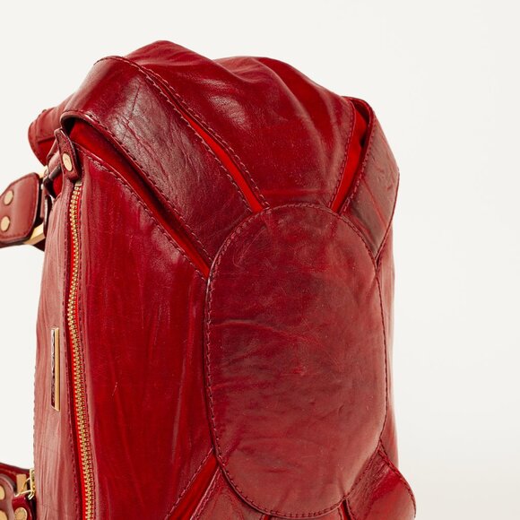 Jimmy Choo Mahala Red Slouchy Leather & Suede Shoulder Bag - Picture 5 of 13